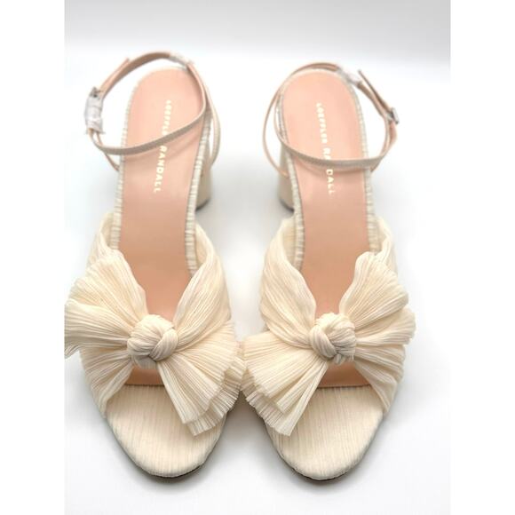 Loeffler Randall Ivory Camellia pleated-bow 90mm sandals size 12 B - Picture 4 of 13